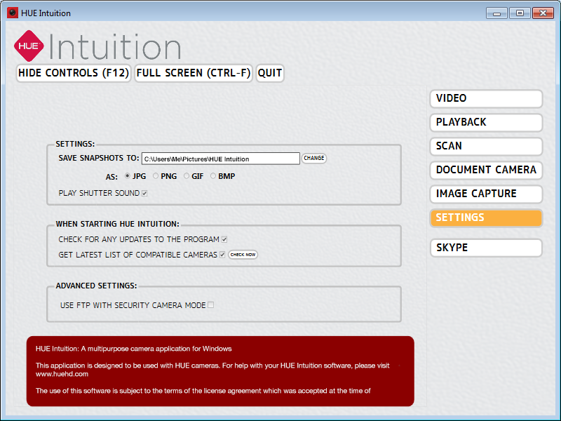 HUE Intuition Settings