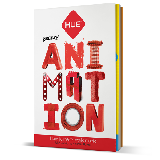 The HUE Book of Animation (English edition) - front cover with red text on a white background.