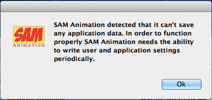 SAM Animation settings error