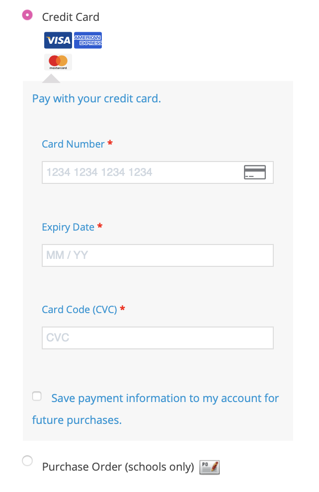 Location of Purchase Order checkout option