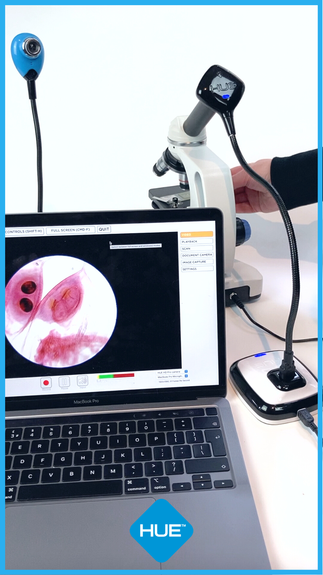 Using HUE cameras with microscopes HUE