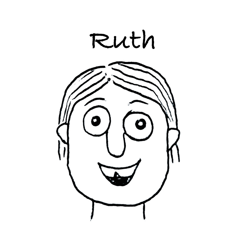 A simple lineart portrait of HUE team member Ruth