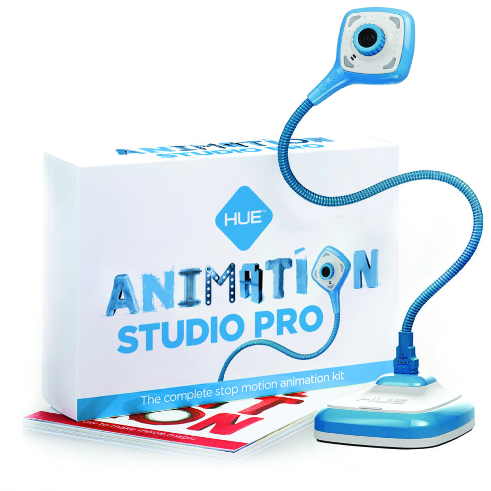 HUE Animation Studio Pro with a blue camera, box and book