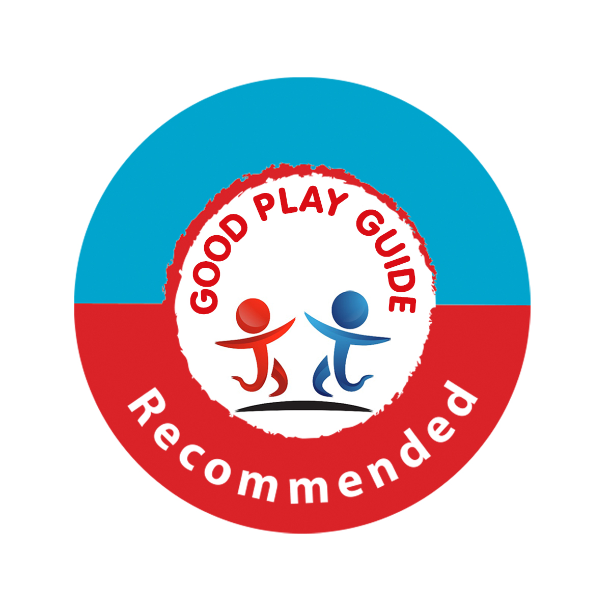 A blue and red 'Good Play Guide' recommendation stamp awarded for impressing a panel of parent-child testers.